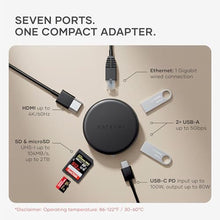 Load image into Gallery viewer, Satechi OntheGo 7-in-1 USB-C Hub, 4K/60Hz HDMI, 100W PD, Space Black, SpaceBlack_73
