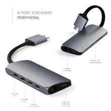 Load image into Gallery viewer, Satechi USB C Hub Dual Multimedia Adapter, USB C Docking Station with 2 4K HDMI, 60W USBC PD Charging, 2 USB-A Data, Ethernet, Micro/SD Card Readers, for MacBook Air/Pro M5/M4/M3/M2/M1 - Space Gray, SpaceGray_2286
