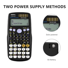 Load image into Gallery viewer, Scientific Calculators, IPepul Math Calculator with 417 Function, Solar Battery Power and 4-Lines Display, School Supplies for Middle High College Students Teachers (Black)_646
