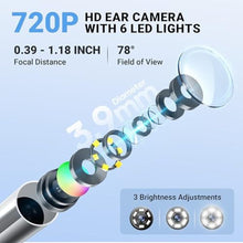 Load image into Gallery viewer, ScopeAround Otoscope with Light, Digital Otoscope w/IPS Screen, 720p HD Ear Wax Removal Tool Camera, Video Otoscope Ear Camera with 6 LED Lights, Compatible with Android/iPhone, White_3997
