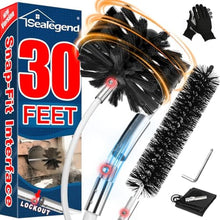 Load image into Gallery viewer, Sealegend 30 Feet Dryer Vent Cleaner Kit, Lint Remover, 2Upgraded Flexible Quick-Snap Brush with Drill Attachment, Extends Up to 30 Feet for Easy Cleaning, Works with/Without a Power Drill, Black_1
