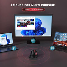 Load image into Gallery viewer, seenda Ergonomic Mouse, Wireless Vertical Mouse - Rechargeable Optical Mice for Multi-Purpose (Bluetooth 5.0 + Bluetooth 3.0 + USB Connection) Compatible Apple Mac and Windows Computers - Red_2912
