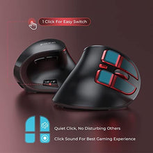 Load image into Gallery viewer, seenda Ergonomic Mouse, Wireless Vertical Mouse - Rechargeable Optical Mice for Multi-Purpose (Bluetooth 5.0 + Bluetooth 3.0 + USB Connection) Compatible Apple Mac and Windows Computers - Red, BlackandRed_2269
