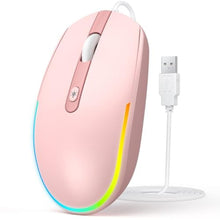 Load image into Gallery viewer, seenda Wired Mouse - USB Corded Mouse with Colorful RGB Backlit, Plug and Play, 1600 DPI Optical TrackingSilent Computer Mouse for Laptop, PC, Chromebook, Desktop, Office, School, Home, Pink_1
