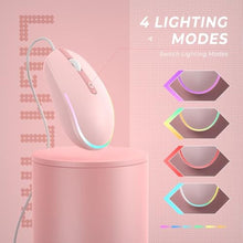 Load image into Gallery viewer, seenda Wired Mouse - USB Corded Mouse with Colorful RGB Backlit, Plug and Play, 1600 DPI Optical TrackingSilent Computer Mouse for Laptop, PC, Chromebook, Desktop, Office, School, Home, Pink_7286
