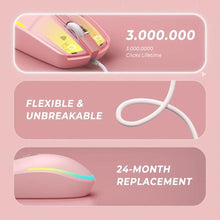 Load image into Gallery viewer, seenda Wired Mouse - USB Corded Mouse with Colorful RGB Backlit, Plug and Play, 1600 DPI Optical TrackingSilent Computer Mouse for Laptop, PC, Chromebook, Desktop, Office, School, Home, Pink_7288
