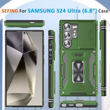 Load image into Gallery viewer, SEFING Phone Case for Samsung S24 Ultra Case Samsung Galaxy S24 Ultra Phone Case with Camera Lens Cover, with Ring Holder Kickstand, fit Magnetic Car Mount, for Samsung Galaxy 24 Ultra (Olive Green), Olivegreen_7609
