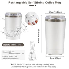 Load image into Gallery viewer, Self-Stirring Magnetic Coffee Mug, Rechargeable Self Stirring Mug with Lid and Removable Base, Automatic Magnetic Mixing Cup, Electric Magnetic Stirring Cup for Coffee, Tea, Milk 13oz/380ml, White_626
