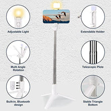 Load image into Gallery viewer, Selfie Stick with Fill Light,Extendable Selfie Stick Rugged Tripod with Wireless Remote Compatible with iPhone 14 13 12 11 pro Xs Max Xr X 8 7 6 Plus, Android Samsung Smartphone (Light White)_288
