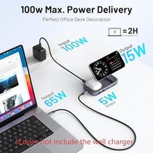 Load image into Gallery viewer, Selore USB C Hub with Wireless Charging for MacBook: 4K@60Hz HDMI, 100W PD, 15W Qi2 + 5W Wireless, 10Gbps Ports, iPhone Mirroring Docking Station &amp; Magsafe Stand, Space-Saving Desk Organizer(Black)_505
