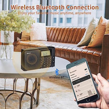Load image into Gallery viewer, SEMIER Portable AM FM SW Bluetooth Radio with 1200mah Rechargeable Battery, Small Shortwave Radio Digital Tuning, LCD Display, Support USB and Micro SD Card, Build-in Bass Speaker and Earphone Jack, Black_2278

