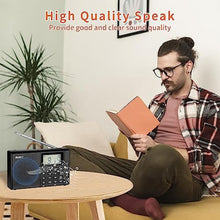 Load image into Gallery viewer, SEMIER Portable AM FM SW Bluetooth Radio with 1200mah Rechargeable Battery, Small Shortwave Radio Digital Tuning, LCD Display, Support USB and Micro SD Card, Build-in Bass Speaker and Earphone Jack, Black_2279
