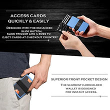 Load image into Gallery viewer, SEMORID Slim Aluminum Card Holder Wallet - RFID Blocking Pop up Minimalist Wallet for Men | Front Pocket Smart Wallet Metal Card Case | Gifts for Him (Blue) , RomanticBlueAButton_1162
