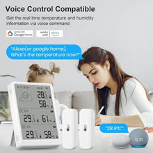 Load image into Gallery viewer, SENCKIT WiFi Hygrometer Thermometer, Digital Indoor Temperature Humidity Monitor with 1 Base Station + 3 Sensors, Smart Remote Monitor with App Alerts, Data Storage &amp; Export, Compatible with Alexa, BaseStationSensor_2067
