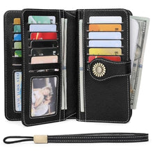 Load image into Gallery viewer, SENDEFN Wallets for Women Leather Credit Card Holder with RFID Blocking Large Capacity Wristlet, NaturalBlack_1158
