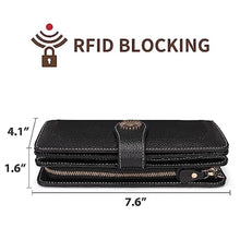 Load image into Gallery viewer, SENDEFN Wallets for Women Leather Credit Card Holder with RFID Blocking Large Capacity Wristlet, NaturalBlack_1159
