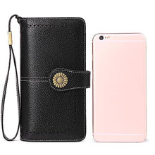 Load image into Gallery viewer, SENDEFN Wallets for Women Leather Credit Card Holder with RFID Blocking Large Capacity Wristlet, NaturalBlack_1161
