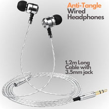 Load image into Gallery viewer, Sephia SP3060 Wired Headphones, HD Bass Driven Audio, Lightweight Aluminum Wired in Ear Earbud Headphones, S/M/L Ear Bud Tips, Earphone Case, 3.5mm Tangle-Free Cord, No Mic, Black_2322
