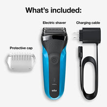 Load image into Gallery viewer, Series 3 3010s Wet &amp; Dry Electric Shaver for Men/Rechargeable Electric Razor, Blue, Black_182
