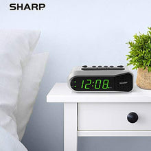Load image into Gallery viewer, Sharp Digital Dual Alarm Clock, Ascending Alarm, Green LED, Brushed Silver, BrushedSilver_1406
