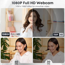 Load image into Gallery viewer, Shcngqio 1080P HD Webcam with Microphone, Noise Cancellation, Privacy Cover, Wide-Angle Lens, Auto Light Correction, Plug &amp; Play USB Webcam for Laptop, Desktop, PC, Mac, Zoom, Skype, Streaming (Black)_17
