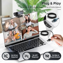 Load image into Gallery viewer, Shcngqio 1080P HD Webcam with Microphone, Noise Cancellation, Privacy Cover, Wide-Angle Lens, Auto Light Correction, Plug &amp; Play USB Webcam for Laptop, Desktop, PC, Mac, Zoom, Skype, Streaming (Black)_20
