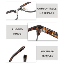 Load image into Gallery viewer, SHEEN KELLY Retro Square Semi-Rimless Sunglasses for Men Women Browline Black Shades Glasses Vintage Black UV400 Lens_965
