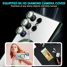 Load image into Gallery viewer, sheheme for Samsung Galaxy S23 Ultra MagSafe Case with Camera Lens Protector,Magnetic Clear Case for S23 Ultra,Full Protection Plating Anti-Scratch Slim Thin Case Cover,Green_2558
