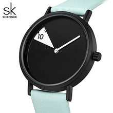 Load image into Gallery viewer, SHENGKE Creative Ladies Watche Ultra-Thin Leather Strap Fashion Quartz Minimalist Women Watch Waterproof reloj de Mujer, Green_2722
