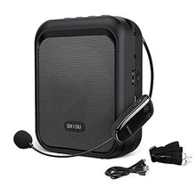 Load image into Gallery viewer, SHIDU Mini Voice Amplifier Portable Bluetooth Speaker with UHF Wireless Microphone Headset 10W 1800mAh PA system Supports MP3 Format Audio for Teachers, Coaches, Training, Tour Guide._1
