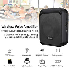 Load image into Gallery viewer, SHIDU Mini Voice Amplifier Portable Bluetooth Speaker with UHF Wireless Microphone Headset 10W 1800mAh PA system Supports MP3 Format Audio for Teachers, Coaches, Training, Tour Guide._491
