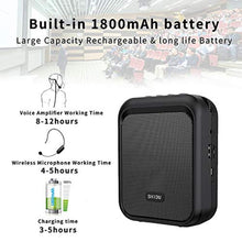 Load image into Gallery viewer, SHIDU Mini Voice Amplifier Portable Bluetooth Speaker with UHF Wireless Microphone Headset 10W 1800mAh PA system Supports MP3 Format Audio for Teachers, Coaches, Training, Tour Guide._493
