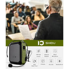 Load image into Gallery viewer, SHIDU Voice Amplifier for Teacher with Portable Microphone and Speaker, 18W Megaphone with Wired Mic Headset, IPX5 Waterproof &amp; Rechargeable Bluetooth Speaker Systems for Tour Guide (NOT Wireless)_2990
