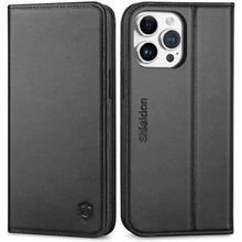 Load image into Gallery viewer, SHIELDON Genuine Leather Wallet Case for iPhone 15 Pro Max 6.7" 2023, Black_1
