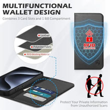Load image into Gallery viewer, SHIELDON Genuine Leather Wallet Case for iPhone 15 Pro Max 6.7" 2023, Black_8351
