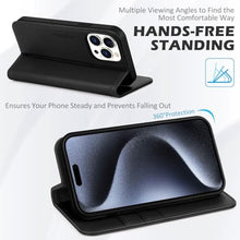 Load image into Gallery viewer, SHIELDON Genuine Leather Wallet Case for iPhone 15 Pro Max 6.7" 2023, Black_8352
