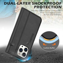 Load image into Gallery viewer, SHIELDON Genuine Leather Wallet Case for iPhone 15 Pro Max 6.7" 2023, Black_8353
