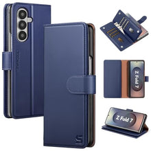 Load image into Gallery viewer, Shieldtop Compatible with Samsung Galaxy Z Fold7 Wallet Case with Card Holder,Fold 7 5G Phone Case Women Man RFID Blocking PU Leather Flip Protective Cover Credit Card Holder Slots,Dark Blue, ADarkBlue_1
