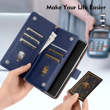 Load image into Gallery viewer, Shieldtop Compatible with Samsung Galaxy Z Fold7 Wallet Case with Card Holder,Fold 7 5G Phone Case Women Man RFID Blocking PU Leather Flip Protective Cover Credit Card Holder Slots,Dark Blue, ADarkBlue_3452
