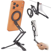 Load image into Gallery viewer, SHINEWEE Ultra-Compact Magnetic Tripod Stand: Aluminum Phone Mount for iPhone 17/16/15/14/13/12 Pro Max, Adjustable Cellphone Holder with 1/4 Screw &amp; Travel Hook (Grey)_1
