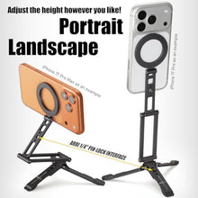 Load image into Gallery viewer, SHINEWEE Ultra-Compact Magnetic Tripod Stand: Aluminum Phone Mount for iPhone 17/16/15/14/13/12 Pro Max, Adjustable Cellphone Holder with 1/4 Screw &amp; Travel Hook (Grey)_801
