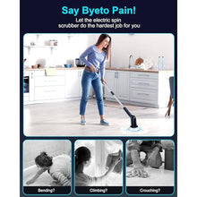 Load image into Gallery viewer, Shower Scrubber with Long Handle for Cleaning Bathroom, Electric Spin Scrubber Cleaning Brush with IPX7 Waterproof &amp; 2Speed, 3Brush Heads, Bathroom Cleaning Supplies for Shower Tub Tile Toilet, Black_3752
