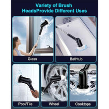 Load image into Gallery viewer, Shower Scrubber with Long Handle for Cleaning Bathroom, Electric Spin Scrubber Cleaning Brush with IPX7 Waterproof &amp; 2Speed, 3Brush Heads, Bathroom Cleaning Supplies for Shower Tub Tile Toilet, Black_3754
