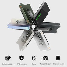 Load image into Gallery viewer, Shuffle Minimalist Wallet for Men, Smart RFID Wallet for Men with RFID Blocking, Aluminum, Digital Business Card, Metal RFID Card Holder, Men's Gift for Deck-of-Cards Open Money Clip(Neon Black)_1168
