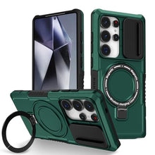 Load image into Gallery viewer, ShukZinfeo Compatible for Samsung Galaxy S25 Ultra Case [Webcam Cover Slide Protective] [with Magnetic Metal Ring Stand] Anti-Scratch Heavy Duty Armor Shockproof Millitary-Grade 2025 Green_1
