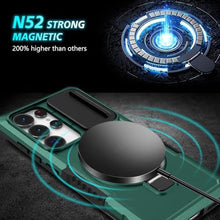 Load image into Gallery viewer, ShukZinfeo Compatible for Samsung Galaxy S25 Ultra Case [Webcam Cover Slide Protective] [with Magnetic Metal Ring Stand] Anti-Scratch Heavy Duty Armor Shockproof Millitary-Grade 2025 Green_995
