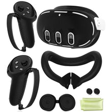 Load image into Gallery viewer, Silicone Cover Set Compatible with Meta Oculus/Quest 3, VR Accessories Protective Cover Includes Controller Grips, Front Shell Headset Cover and Face Cover, Not Fit Quest 3S (Black)_1
