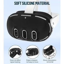 Load image into Gallery viewer, Silicone Cover Set Compatible with Meta Oculus/Quest 3, VR Accessories Protective Cover Includes Controller Grips, Front Shell Headset Cover and Face Cover, Not Fit Quest 3S (Black)_8374
