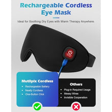Load image into Gallery viewer, Silk Cordless Heated Eye Mask, Washable Heat Eye Compress for Dry Eye Electric Eye Heating Pad Warm Eye Mask for Eye Fatigue Stye Sinus Blepharitis MGD Gifts for Men Women, Black_947
