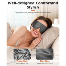 Load image into Gallery viewer, Silk Cordless Heated Eye Mask, Washable Sleep Mask Warm Compress Mask Soft Pressure Free Shade Blindfold Electric Eye Heating Pad for Blepharitis Sinus Stye Gifts for Men Women (Grey)_3828
